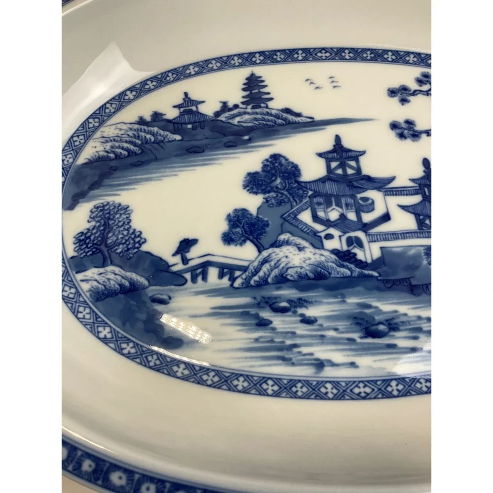 Mottahedeh Blue Canton Oval Platter Historic Charleston Porcelain 12.25 inch